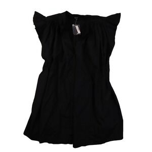 Madewell Black Flutter Sleeve Button-Front Mini Dress in Poplin Size XL NWT